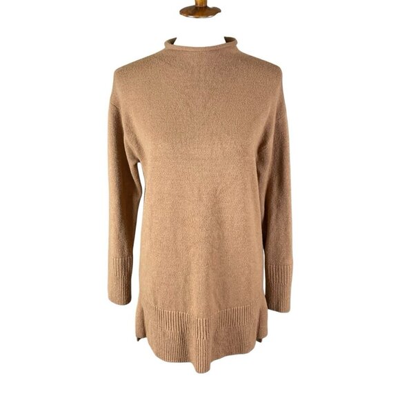 Moth Tan Mock Neck Pullover Sweater Long Sleeve Ribbed Hem Soft Knit XS - Picture 1 of 8